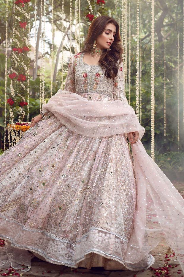 Net Bridal Frock for Walima in Blush ...
